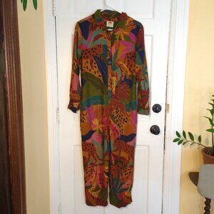 Farm Rio Leopard Jungle Coverall Jumpsuit